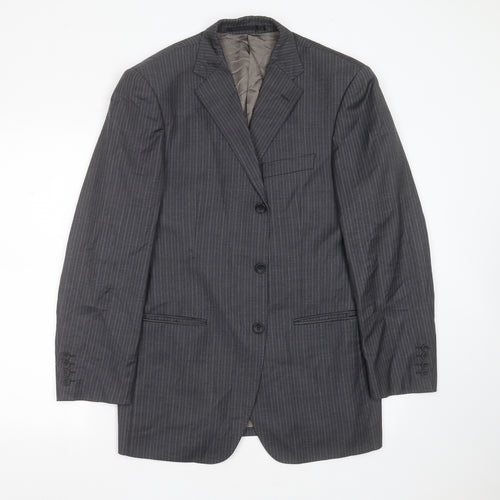 Marks and Spencer Mens Grey Striped Wool Jacket Suit Jacket Size 38