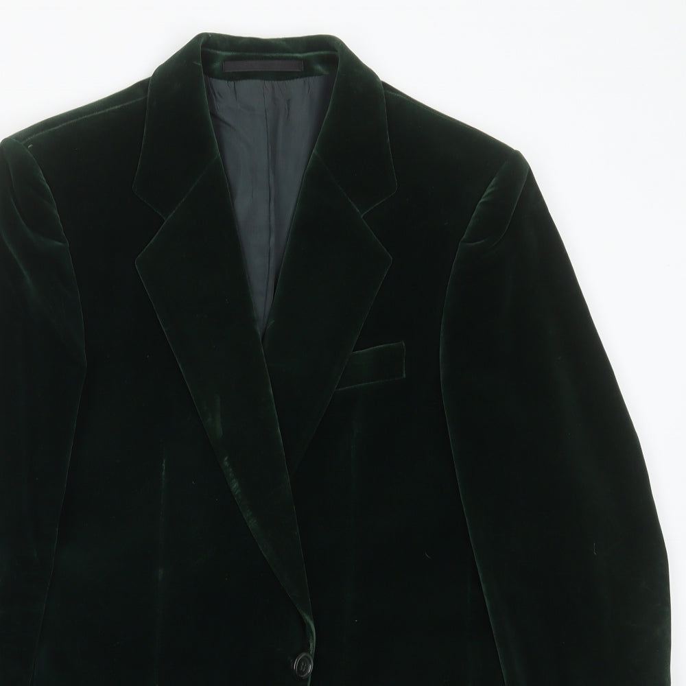 Boss Mens Green  Cotton Jacket Suit Jacket Size 38   - velvet
