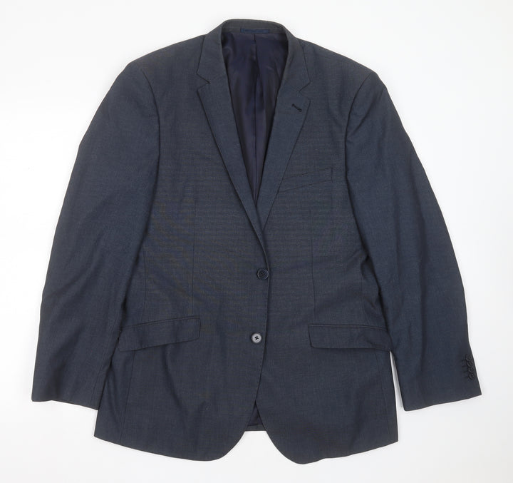 F&F Mens Blue Polyester Jacket Suit Jacket Size 42