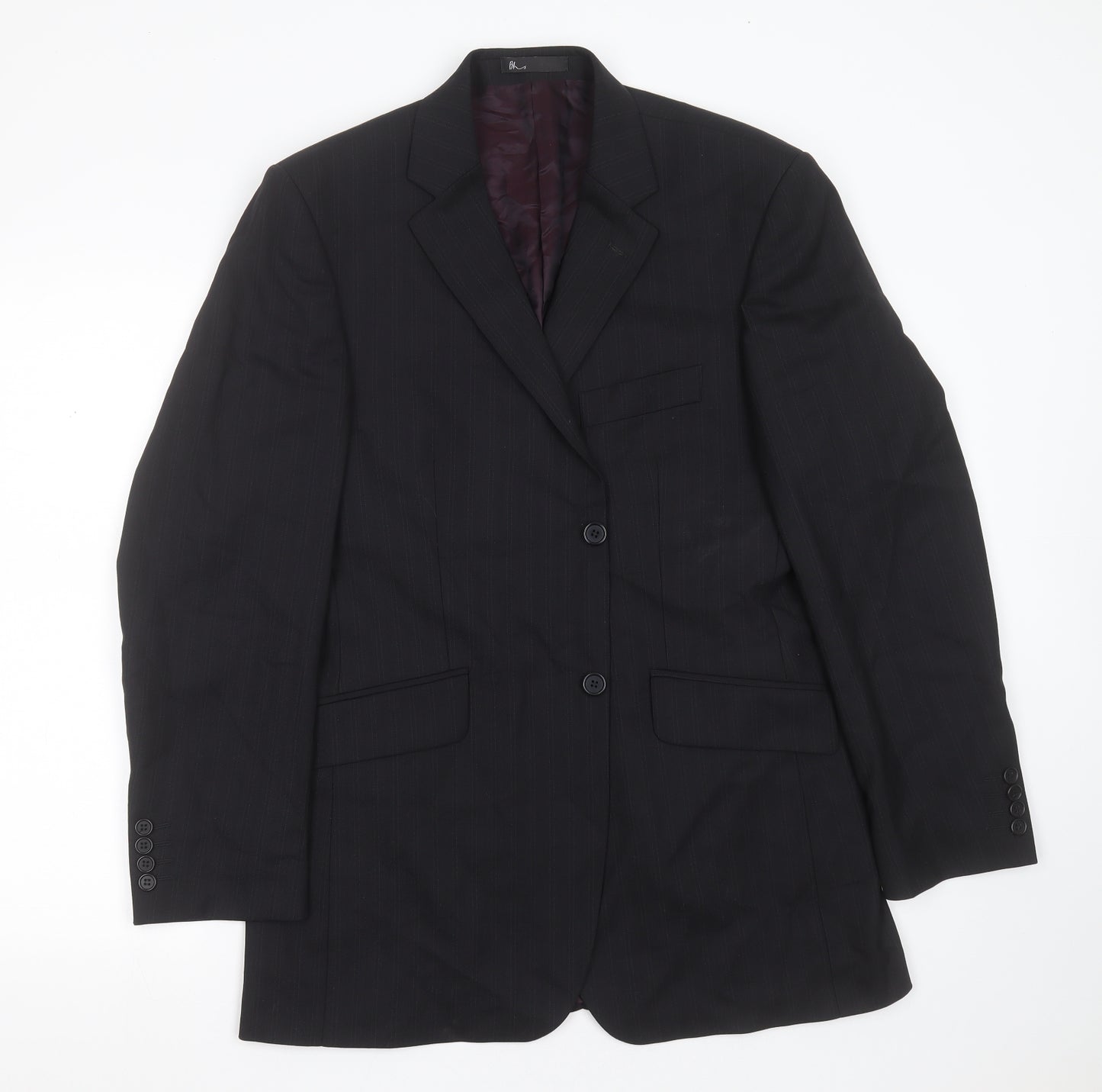 Burton Mens Black Striped Polyester Jacket Suit Jacket Size 40