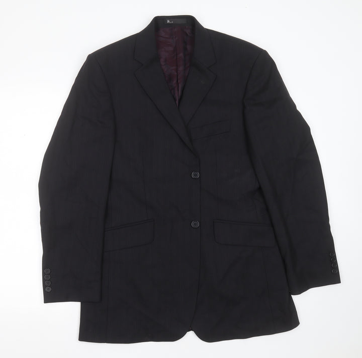 Burton Mens Black Striped Polyester Jacket Suit Jacket Size 40