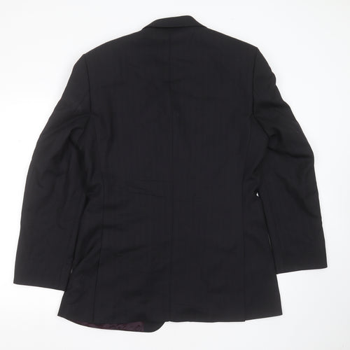 Burton Mens Black Striped Polyester Jacket Suit Jacket Size 40