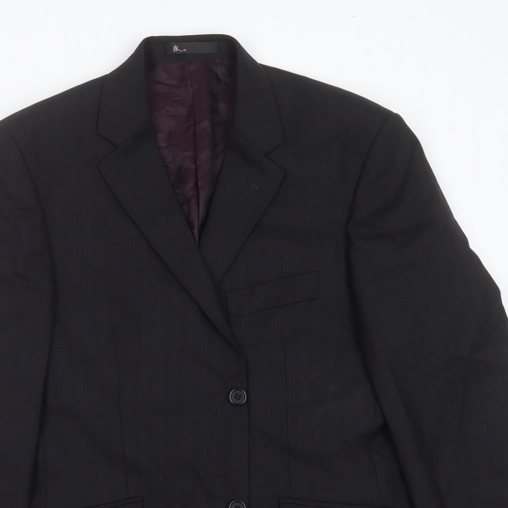 Burton Mens Black Striped Polyester Jacket Suit Jacket Size 40