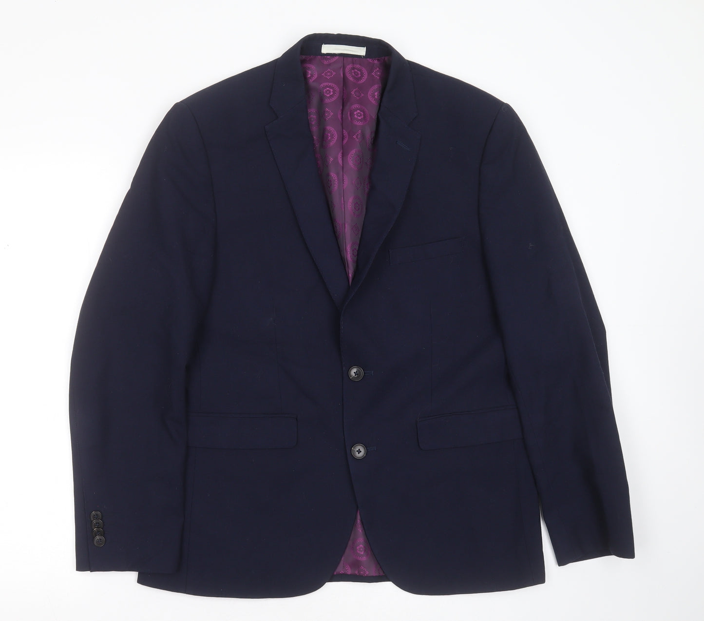 Burton Mens Blue  Polyester Jacket Suit Jacket Size 40