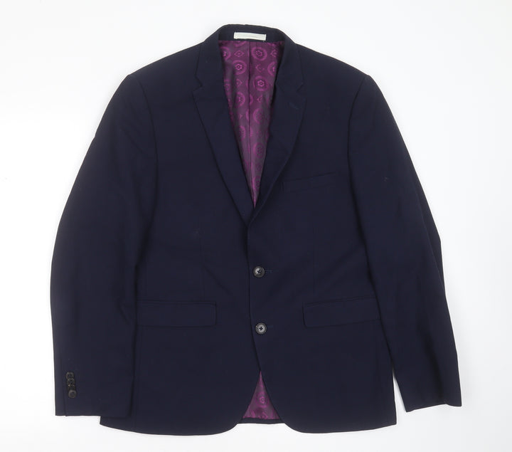 Burton Mens Blue  Polyester Jacket Suit Jacket Size 40