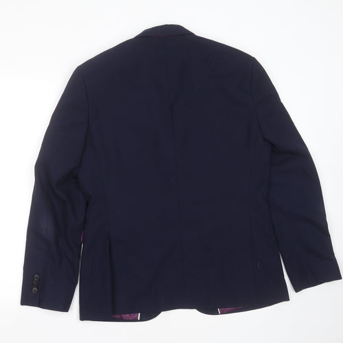 Burton Mens Blue  Polyester Jacket Suit Jacket Size 40