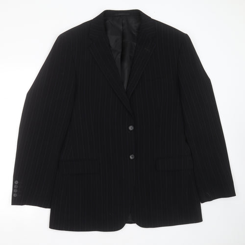 Milan Collection Mens Black Striped Polyester Jacket Suit Jacket Size 42