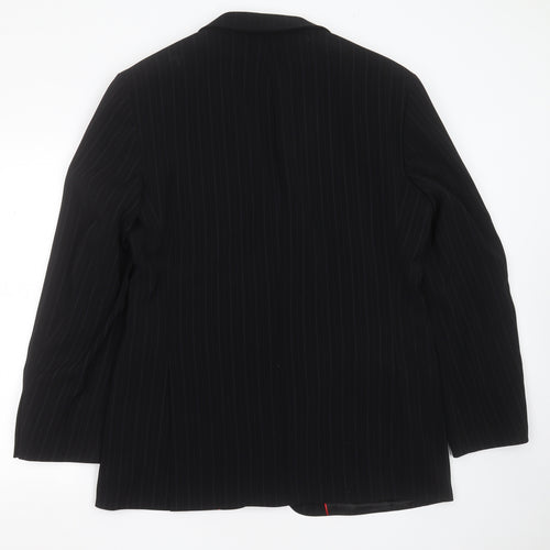 Milan Collection Mens Black Striped Polyester Jacket Suit Jacket Size 42