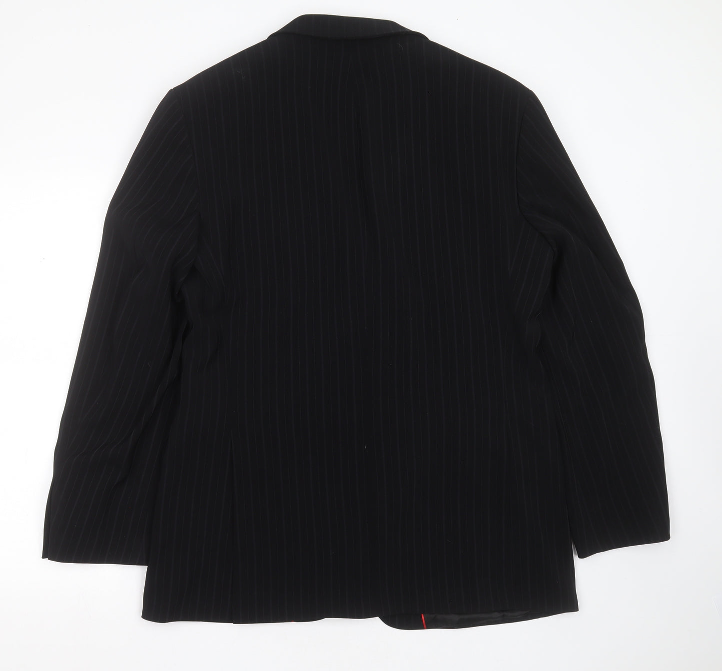 Milan Collection Mens Black Striped Polyester Jacket Suit Jacket Size 42