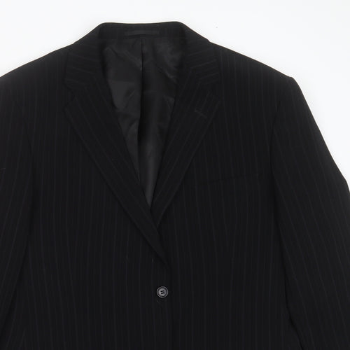 Milan Collection Mens Black Striped Polyester Jacket Suit Jacket Size 42