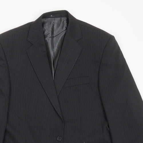 BHS Mens Grey Herringbone Polyester Jacket Suit Jacket Size 42
