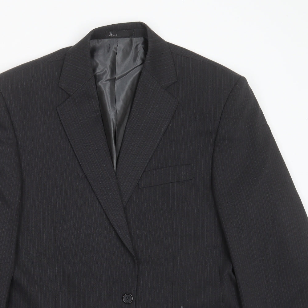 BHS Mens Grey Herringbone Polyester Jacket Suit Jacket Size 42