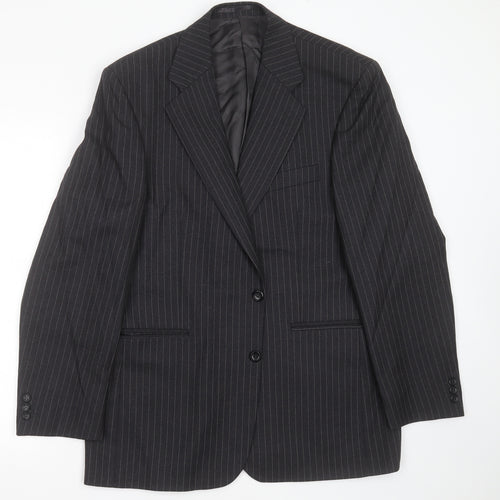 LABEL Mens Grey Striped Wool Jacket Suit Jacket Size 42