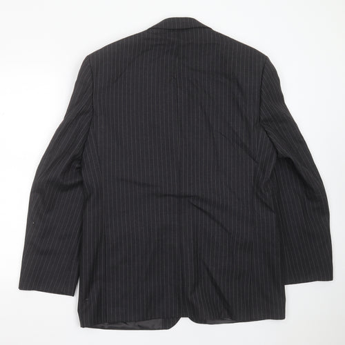 LABEL Mens Grey Striped Wool Jacket Suit Jacket Size 42