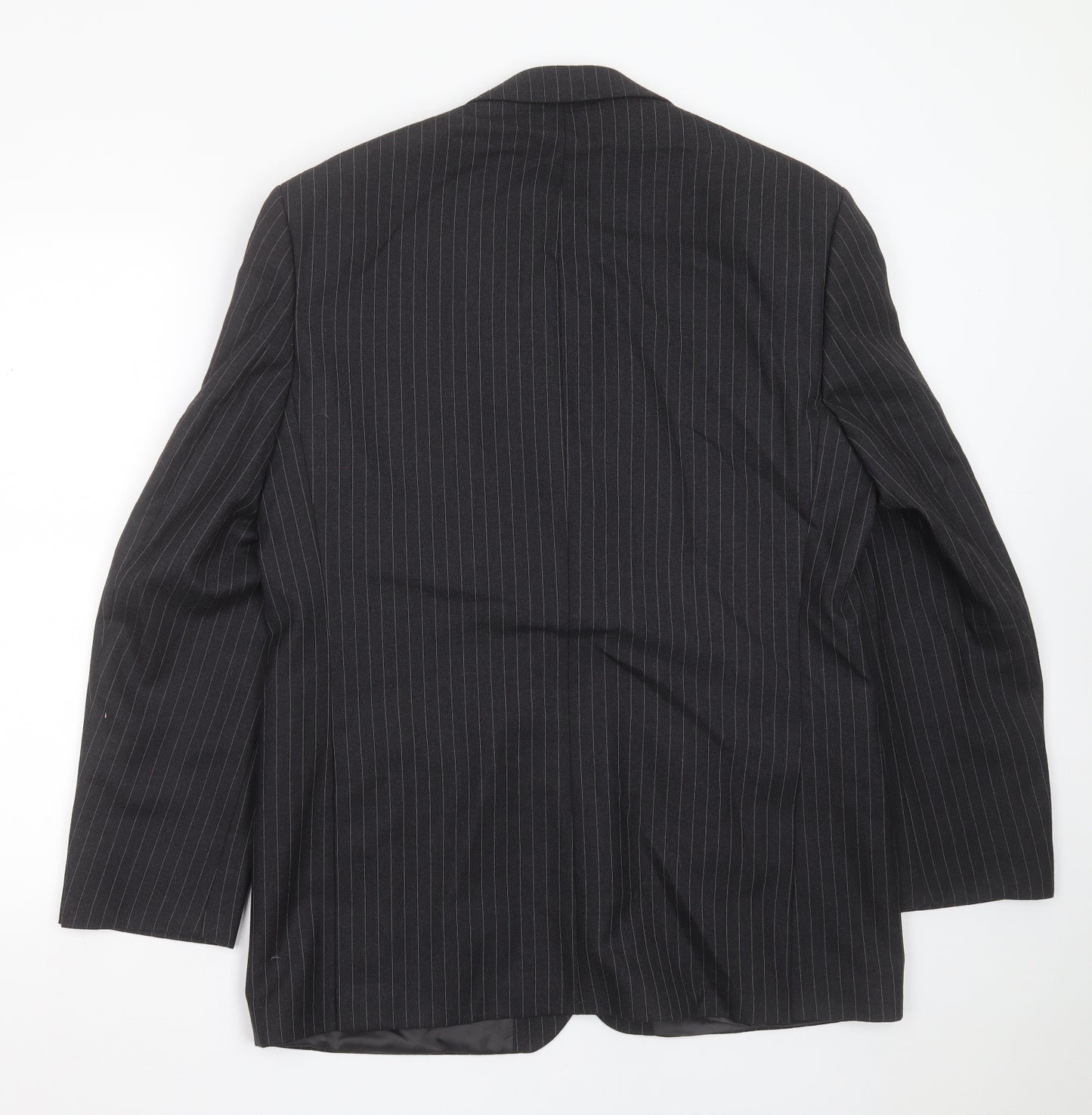 LABEL Mens Grey Striped Wool Jacket Suit Jacket Size 42