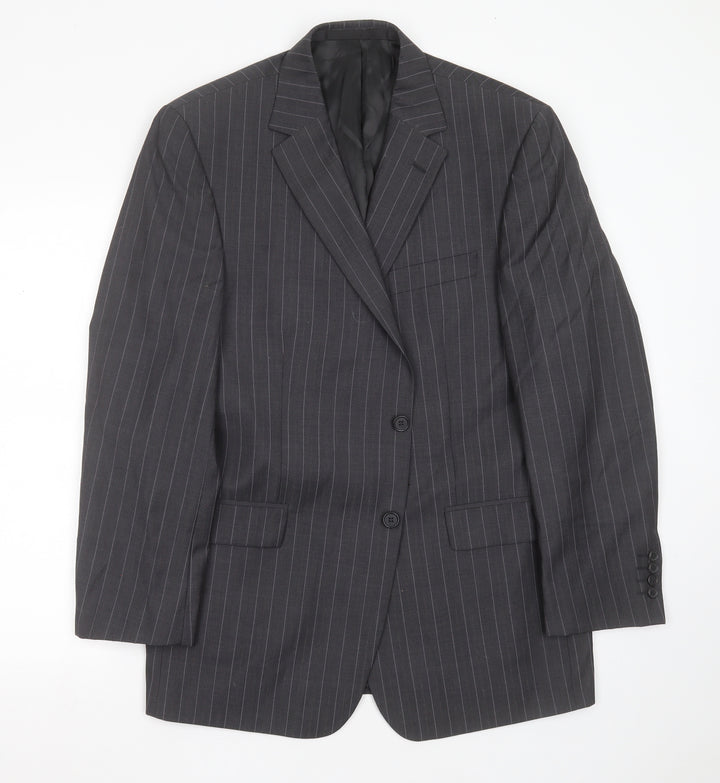 Marks and Spencer Mens Grey Striped Wool Jacket Suit Jacket Size 42