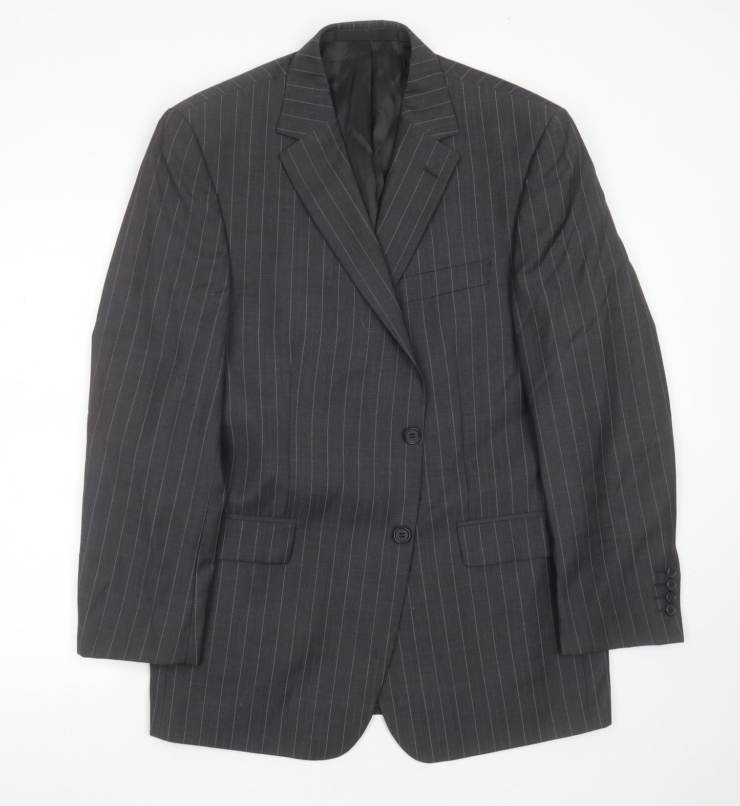 Marks and Spencer Mens Grey Striped Wool Jacket Suit Jacket Size 42