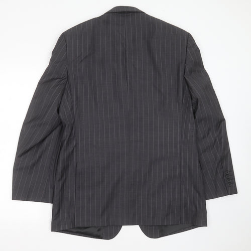 Marks and Spencer Mens Grey Striped Wool Jacket Suit Jacket Size 42