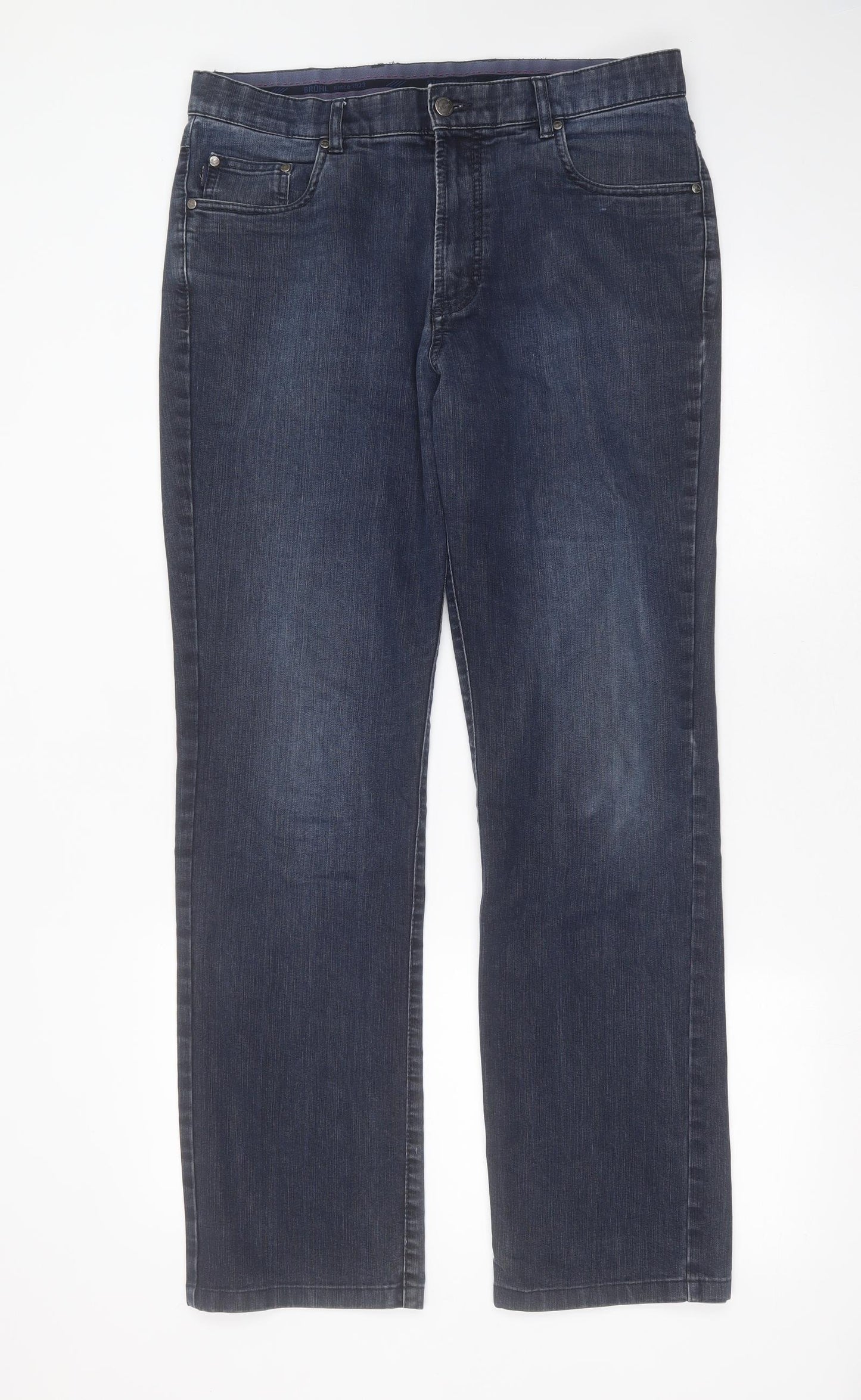 Bruhl Mens Blue  Cotton Straight Jeans Size 36 in L31 in Regular