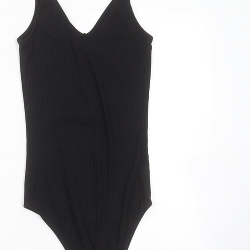 River Island Womens Black Striped Polyester Bodysuit One-Piece Size 6