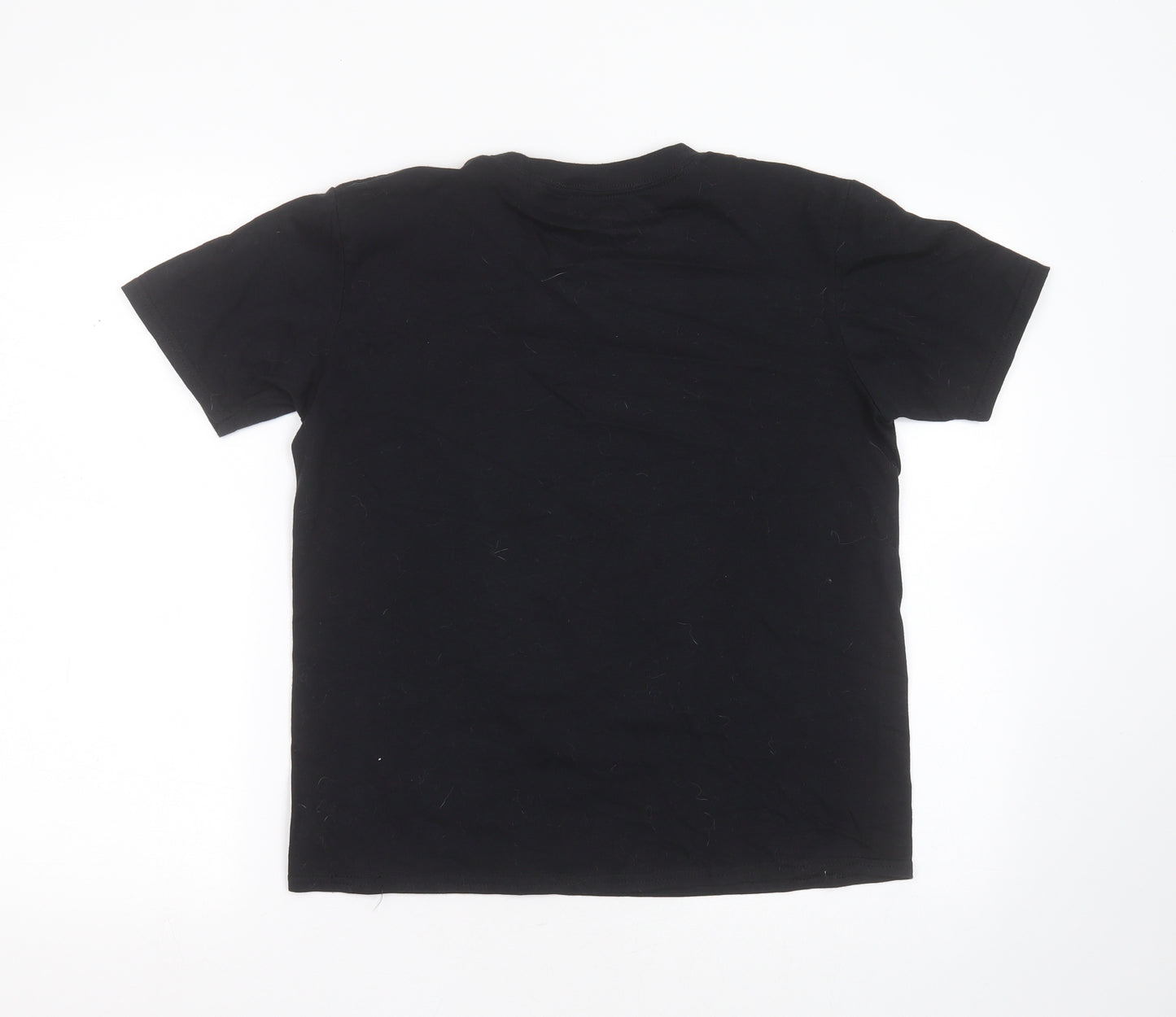 illuminated Boys Black  Cotton Basic T-Shirt Size 12-13 Years Round Neck