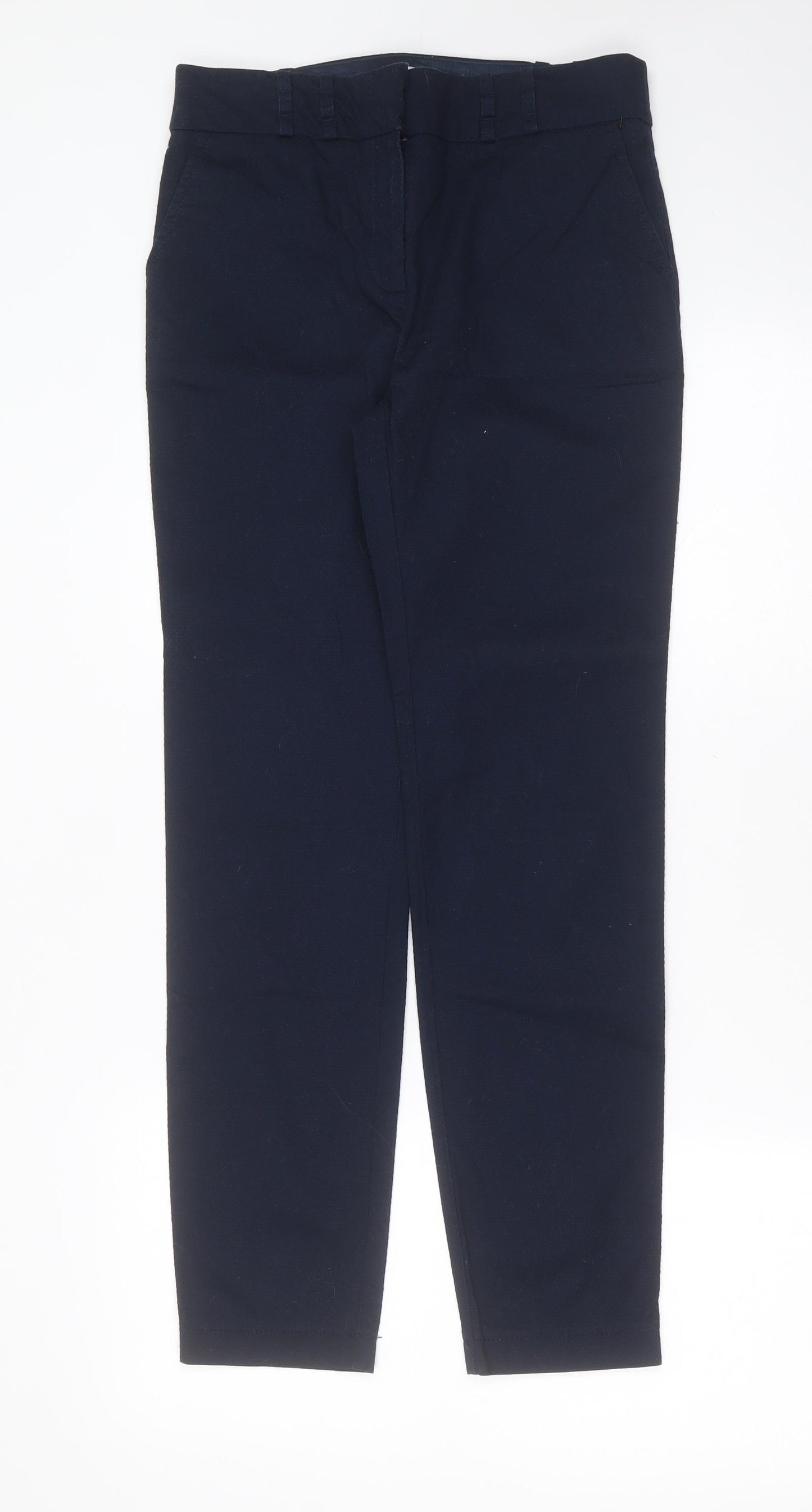 NEXT Womens Blue Geometric Cotton Trousers  Size 8 L28 in Regular
