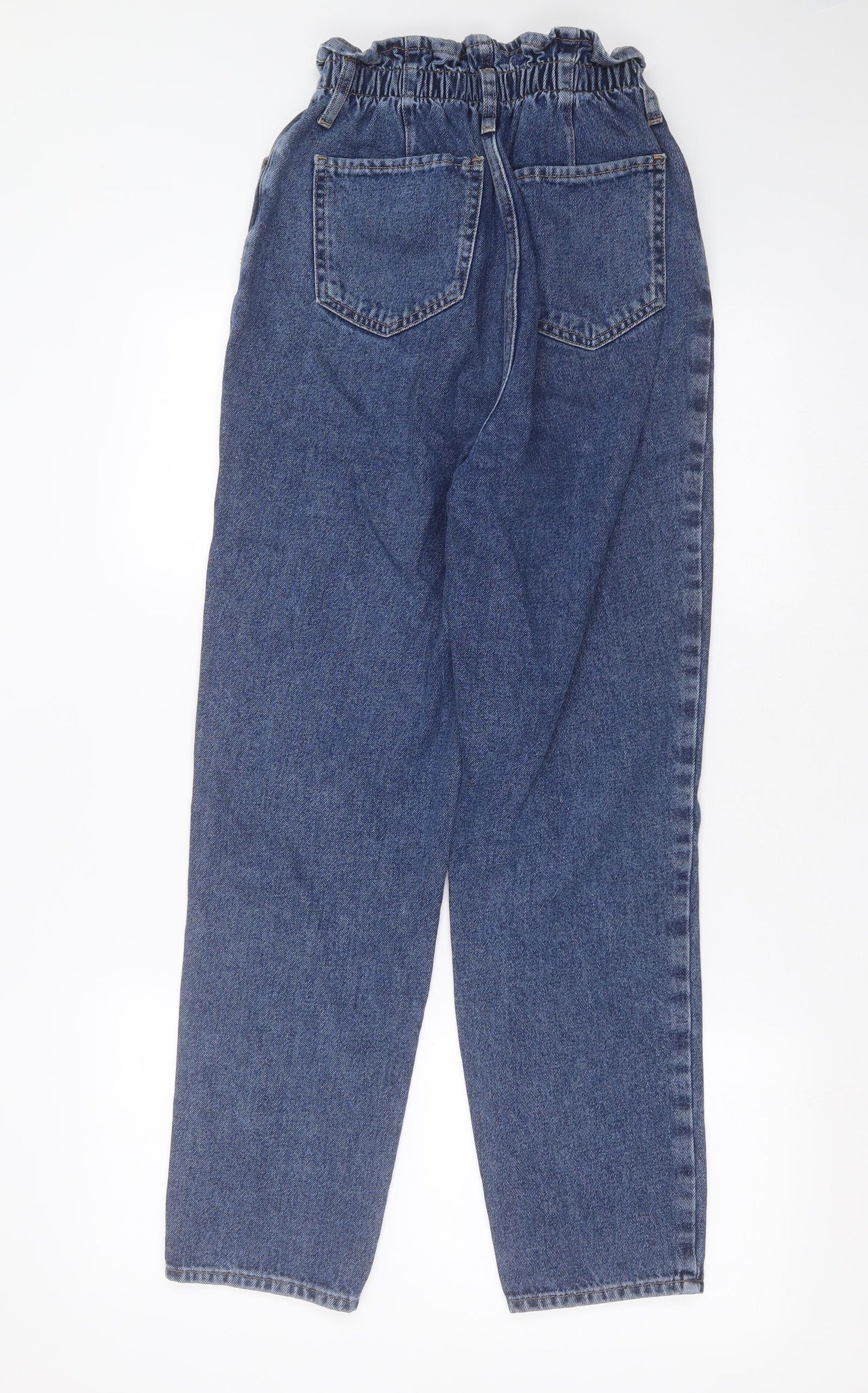 New Look Womens Blue  Cotton Mom Jeans Size 8 L28 in Regular  - Paper bag waist