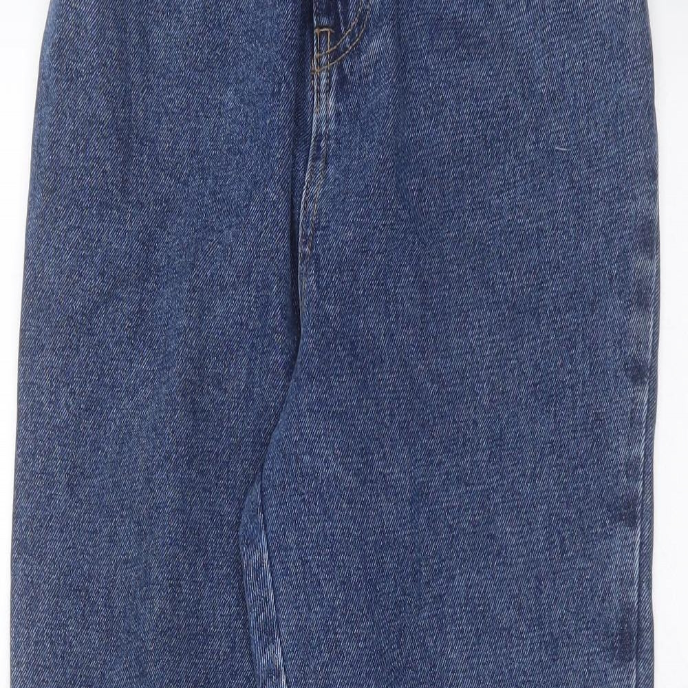 New Look Womens Blue  Cotton Mom Jeans Size 8 L28 in Regular  - Paper bag waist