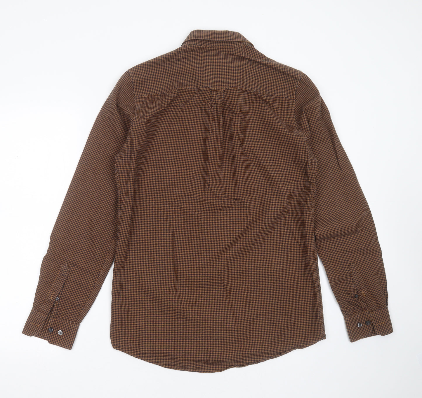 Burton Mens Brown Check Cotton  Button-Up Size M Collared Button