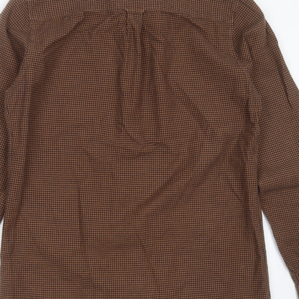 Burton Mens Brown Check Cotton  Button-Up Size M Collared Button