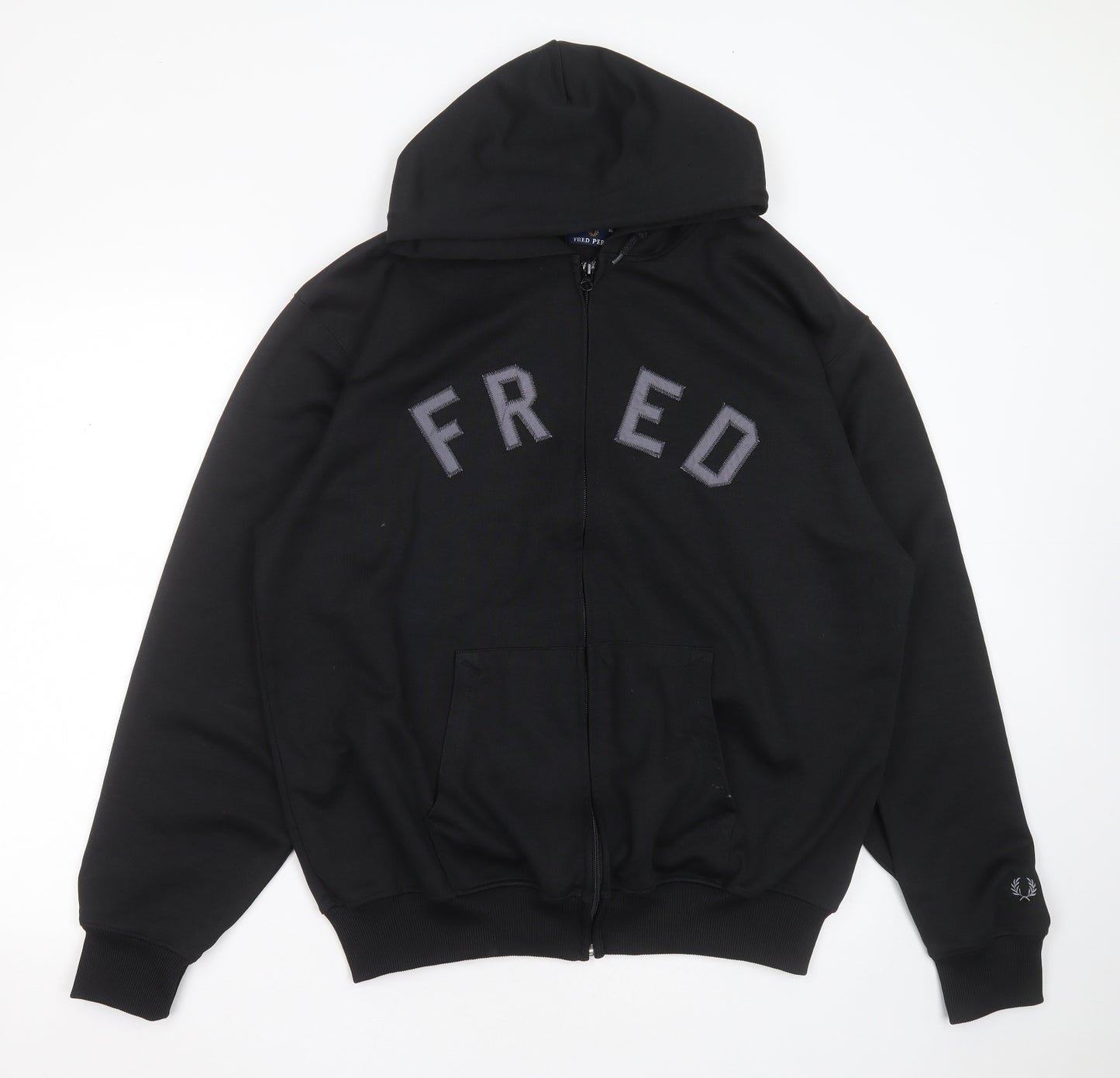 Fred Perry Mens Black  Cotton Full Zip Hoodie Size XL