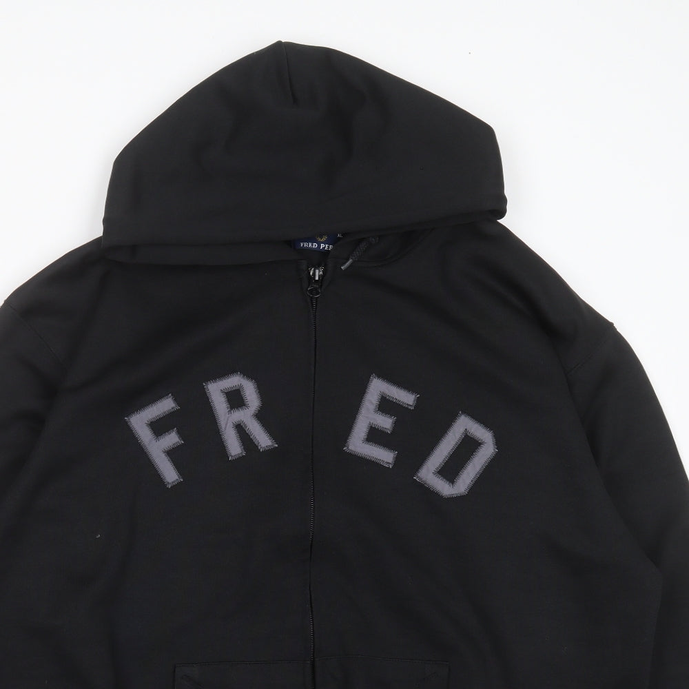 Fred Perry Mens Black  Cotton Full Zip Hoodie Size XL