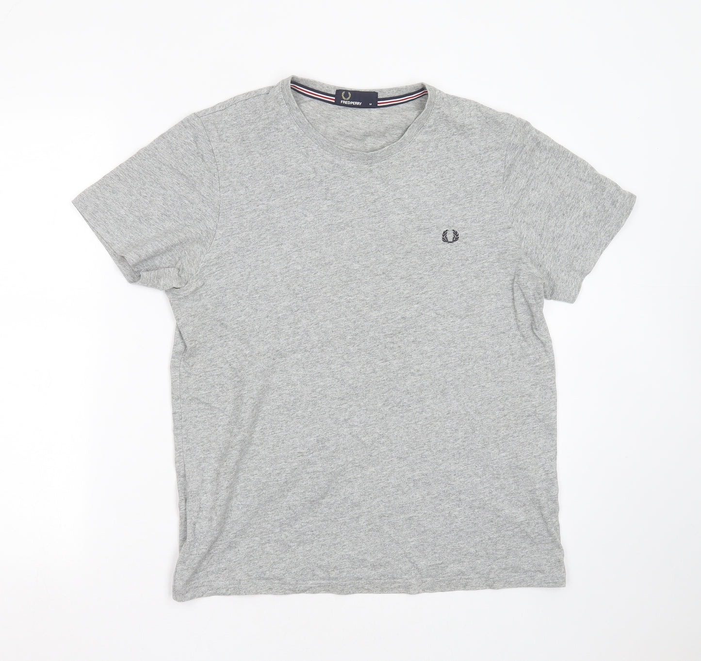 Fred Perry Mens Grey  Cotton  T-Shirt Size M Round Neck