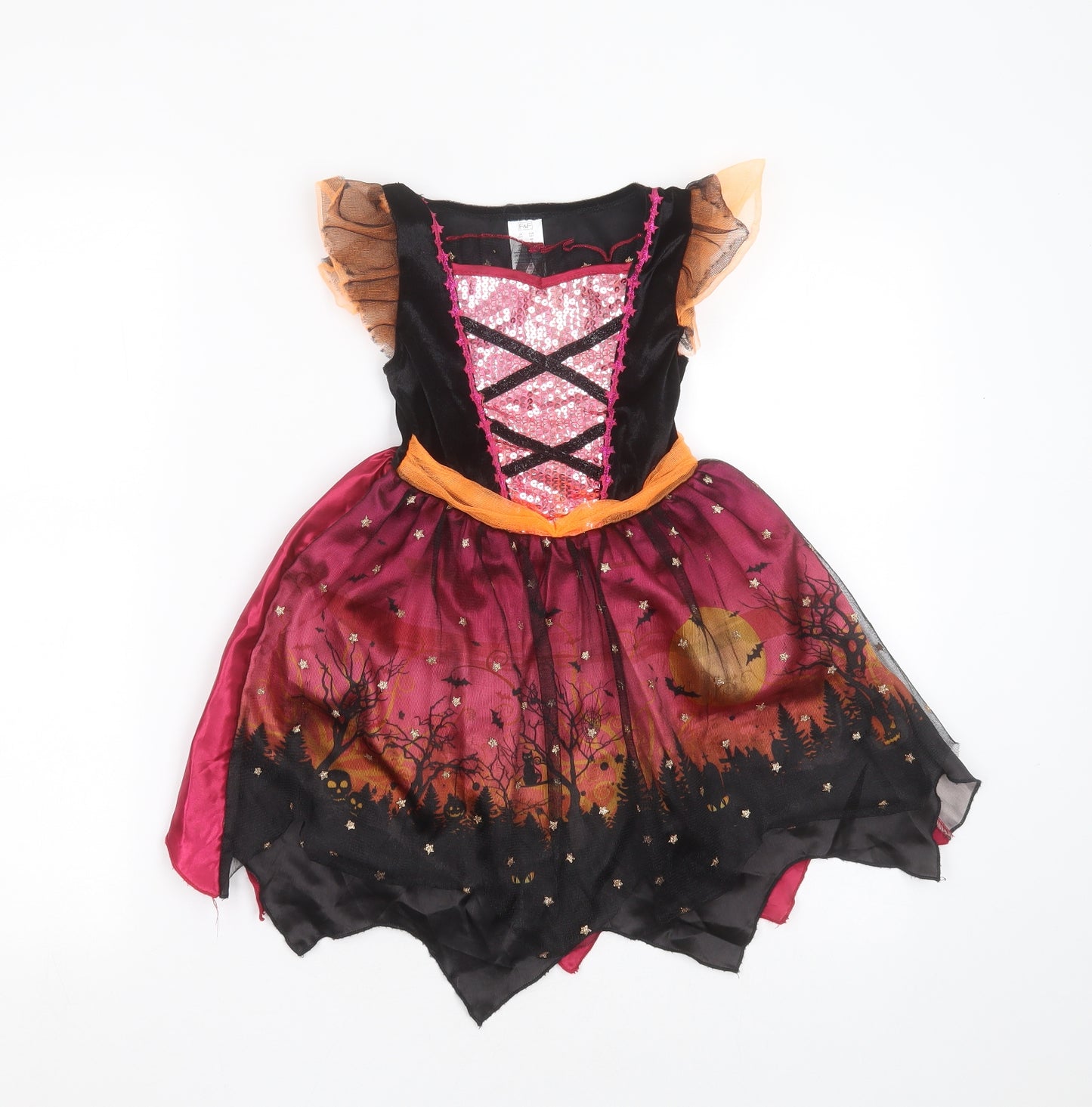 F&F Girls Multicoloured  Polyester Fit & Flare  Size 3-4 Years  Round Neck  - Halloween Fancy dress