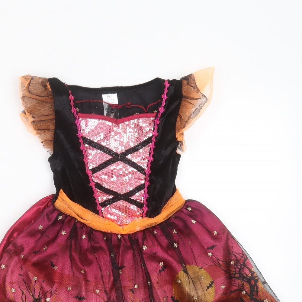 F&F Girls Multicoloured  Polyester Fit & Flare  Size 3-4 Years  Round Neck  - Halloween Fancy dress