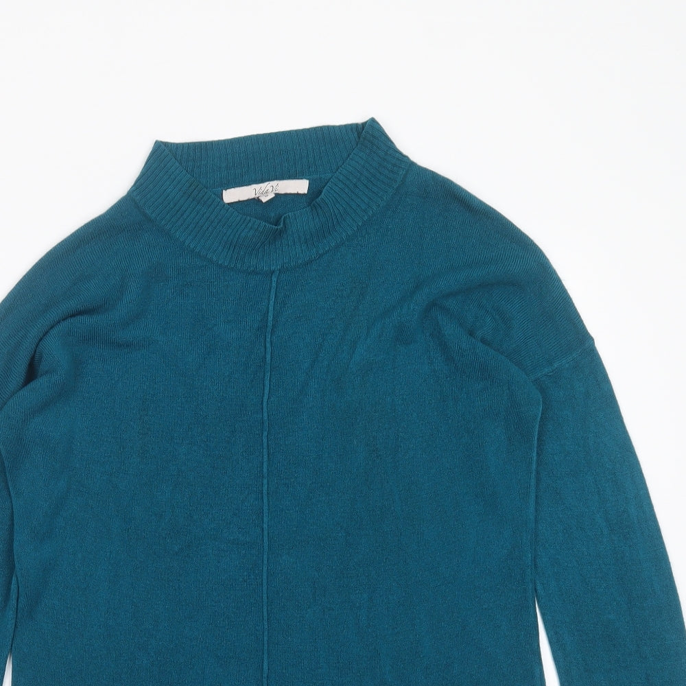VIDA VI Womens Blue Round Neck  Acrylic Pullover Jumper Size M