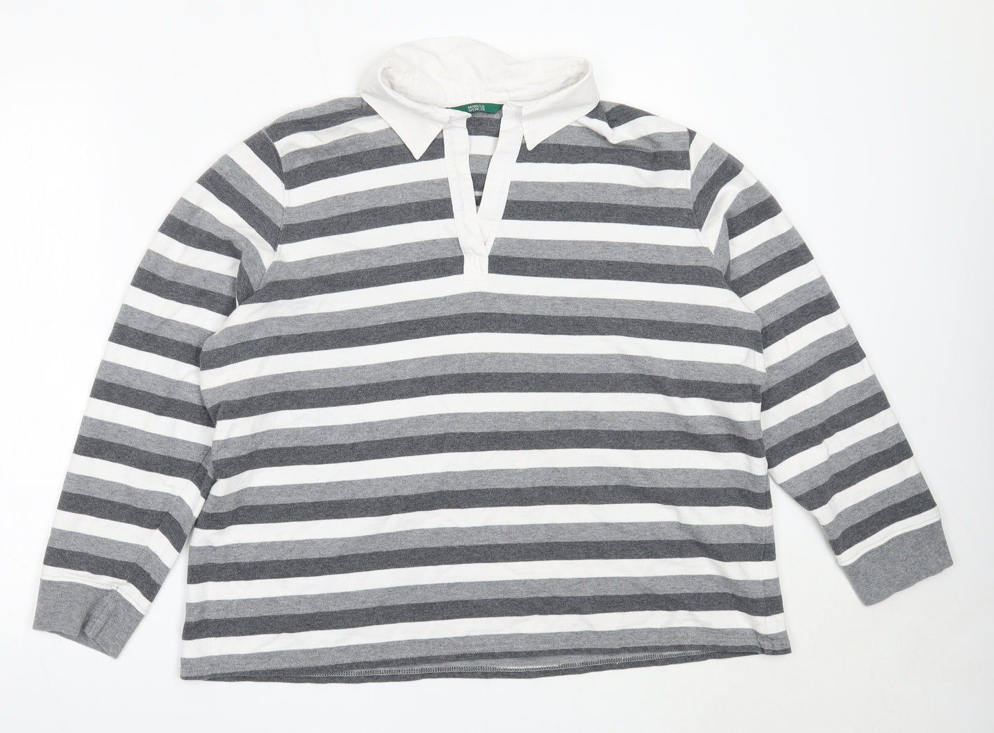 Marks and Spencer Womens Grey Striped Cotton Pullover Sweatshirt Size 22