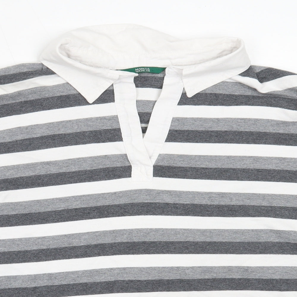 Marks and Spencer Womens Grey Striped Cotton Pullover Sweatshirt Size 22