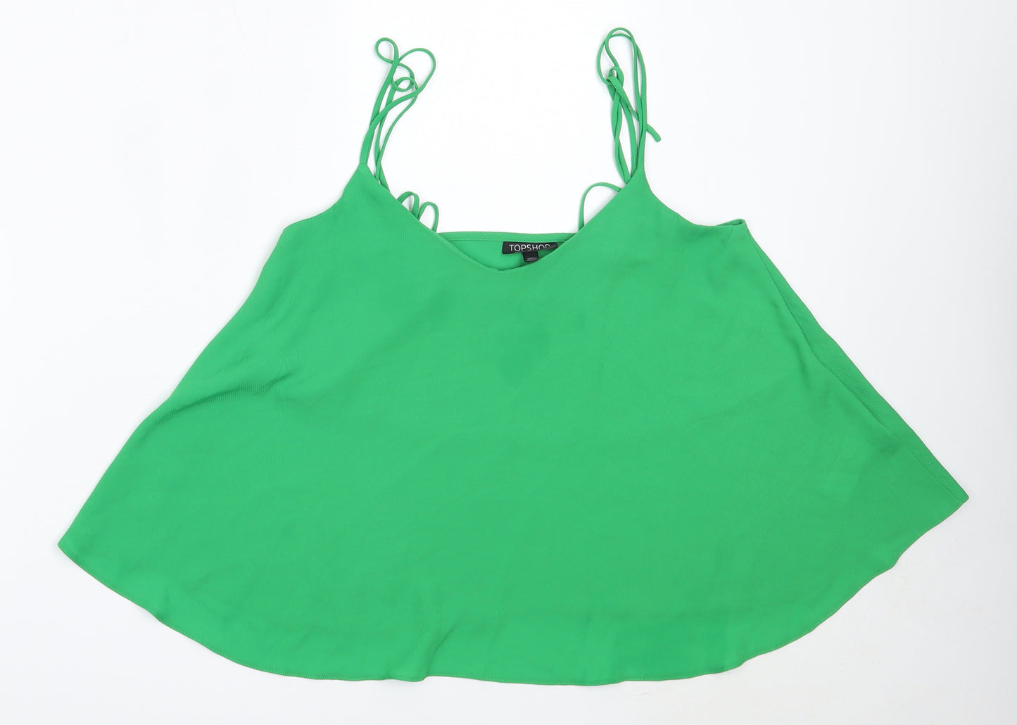 Topshop Womens Green  Polyester Camisole Blouse Size 12 V-Neck
