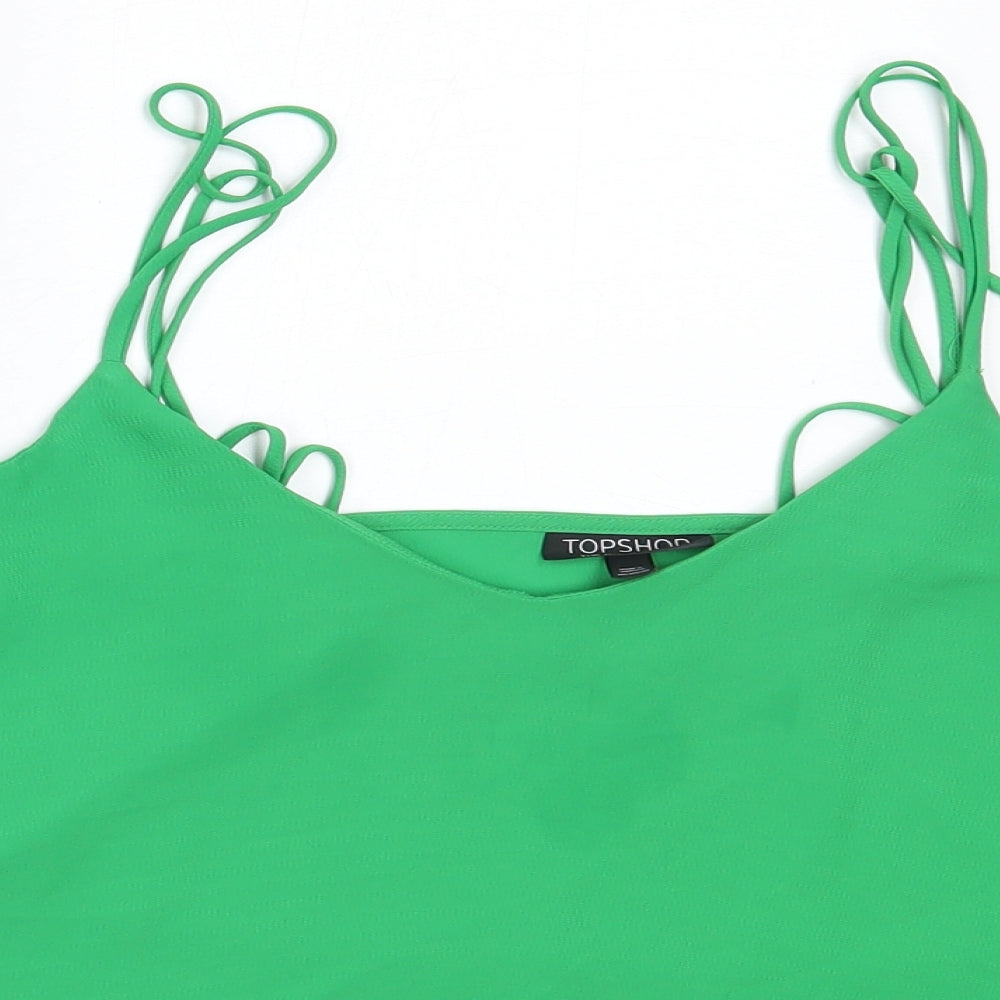 Topshop Womens Green  Polyester Camisole Blouse Size 12 V-Neck