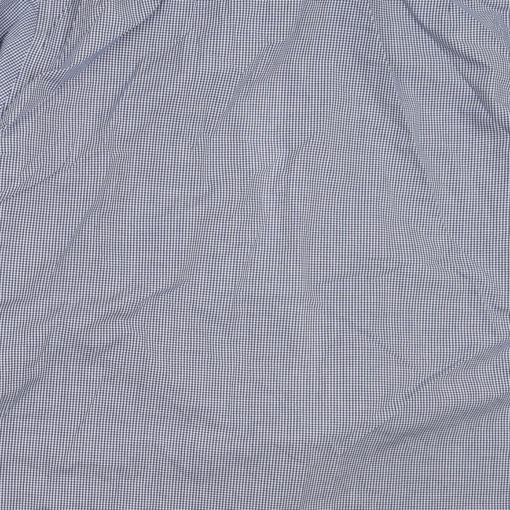 George Mens Blue Check Cotton  Button-Up Size 18.5 Collared