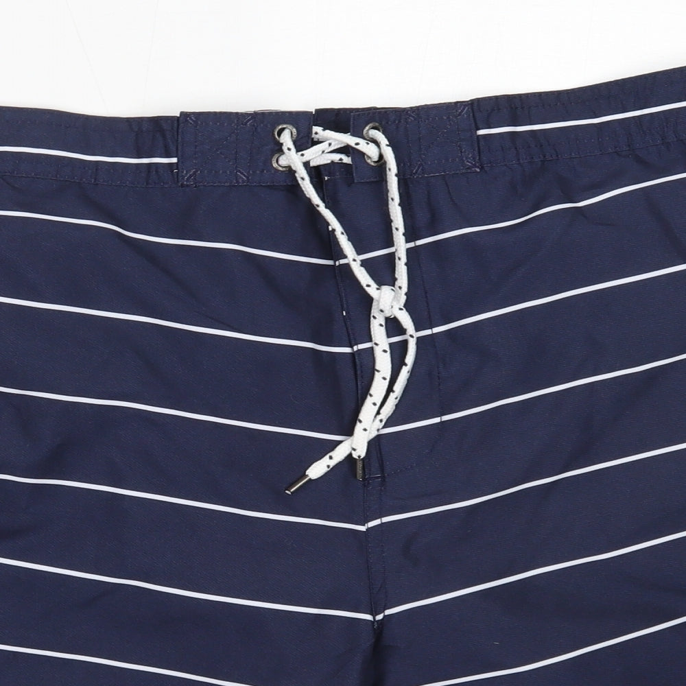 Matalan Mens Blue Striped Polyester Bermuda Shorts Size XL  Regular  - swim shorts