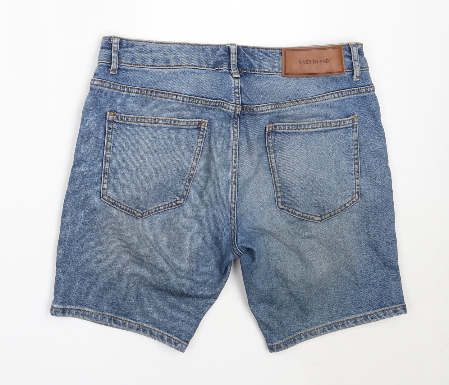 River Island Mens Blue  Cotton Bermuda Shorts Size 30 in  Regular