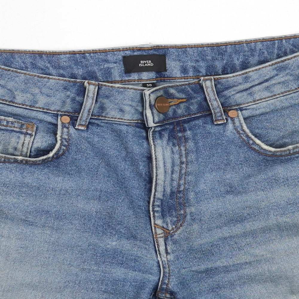 River Island Mens Blue  Cotton Bermuda Shorts Size 30 in  Regular