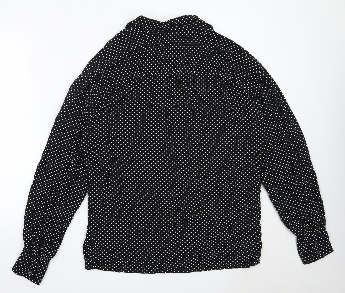 ASOS Womens Black Polka Dot Viscose Basic Button-Up Size M Collared