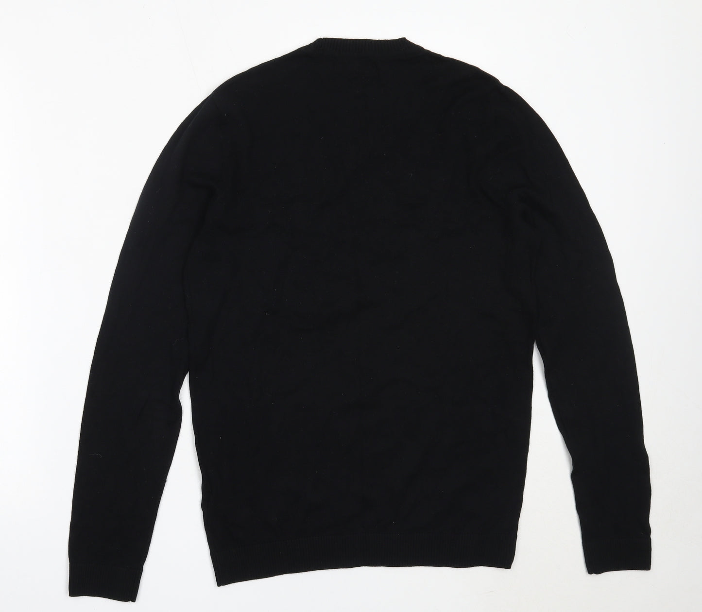 ASOS Mens Black Round Neck  Cotton Pullover Jumper Size S