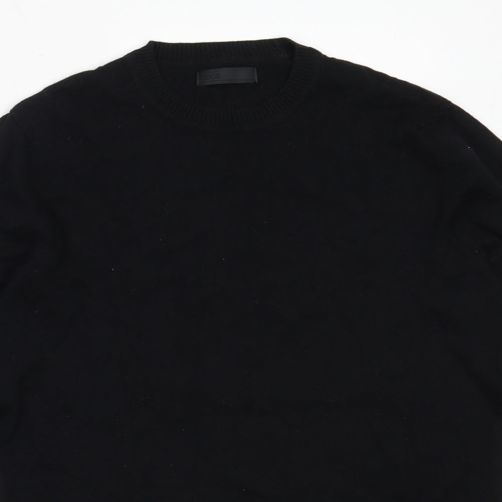 ASOS Mens Black Round Neck  Cotton Pullover Jumper Size S