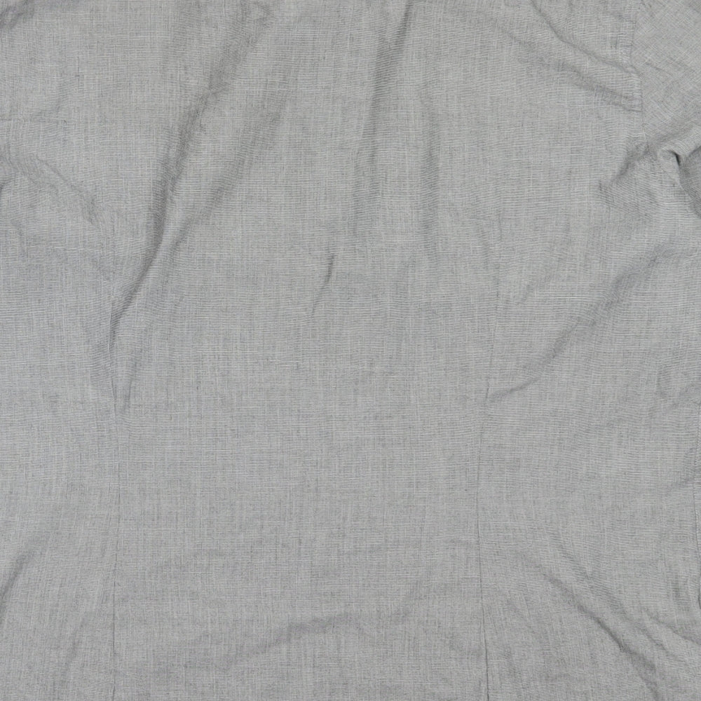 Easy Mens Grey  Polyester  Button-Up Size L Collared