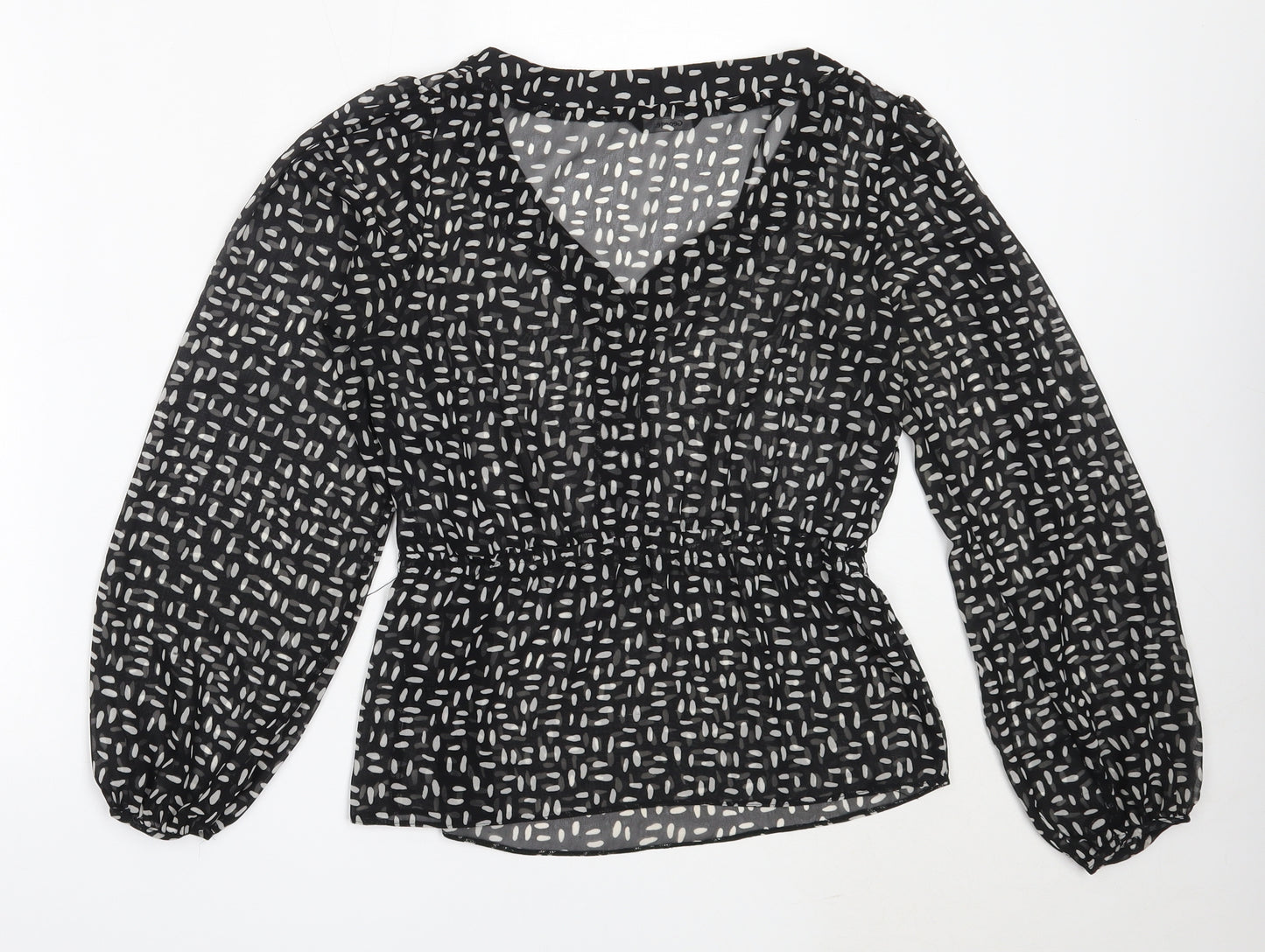 George Womens Black  Polyester Basic Button-Up Size 8 V-Neck