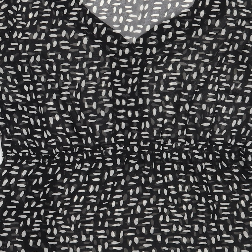 George Womens Black  Polyester Basic Button-Up Size 8 V-Neck